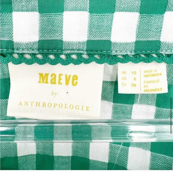 Anthropologie - Green Gingham Blouse - Size 6 - Picture 10 of 15